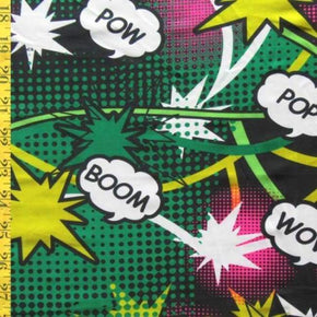 Multi-Colored Comic Print on Nylon Spandex