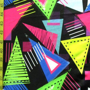 Multi-Colored Floating Triangles Print on Polyester Spandex