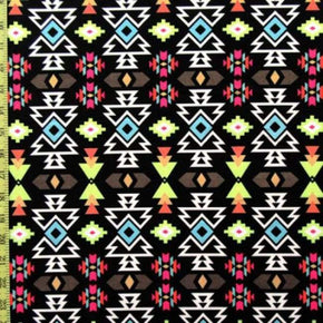 Black Ancient Patterns Print on Polyester Spandex