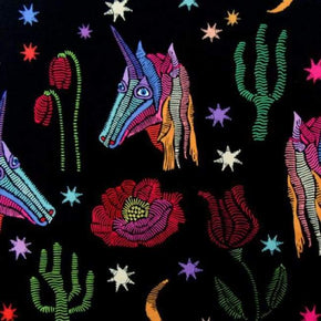 Black Desert Unicorn Print on Polyester Spandex
