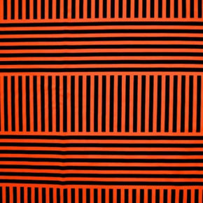  Orange/Black Lines in Lines Print on Nylon Spandex