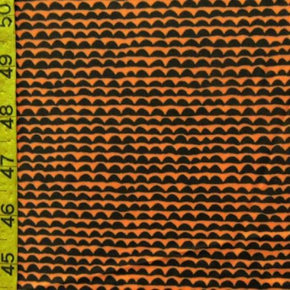  Orange/Black Matte Horizontal Domes on Domes Print on Polyester Spandex