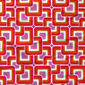  Orange/Fuchsia/Pink Floating Squares on Squares Print on Nylon Spandex