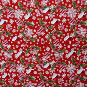  Red Christmas Print on Polyester Spandex