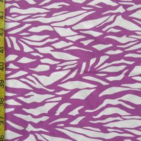  White/Lavender Ocean Waves Print on Polyester Spandex