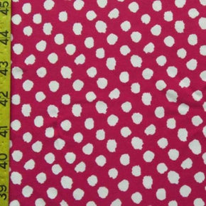  White/Raspberry Polka Dot Print on Nylon Spandex