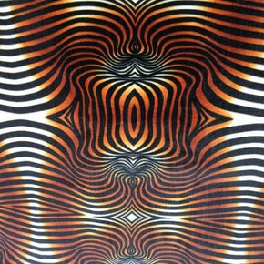  Orange/White/Black Psychedelic Reflection Printed Velvet 