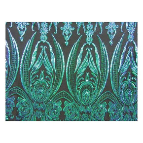  Green/Pearl Fancy Embroidery & 2mm Sequins on Mesh