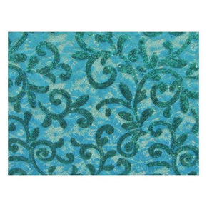  Turquoise Fancy Embroidery Lace on Polyester Mesh