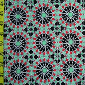 Red/Green/Black Expanding Design Print on Polyester Spandex