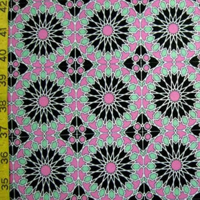 Pink/Green/Black Expanding Design Print on Polyester Spandex