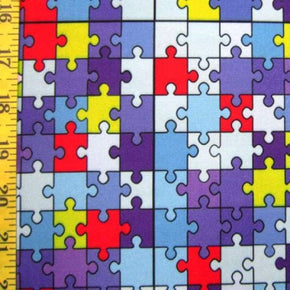 Multi-Colored Puzzles Print on Polyester Spandex