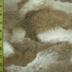 Brown/White Rabbit Fur Print on Polyester Spandex