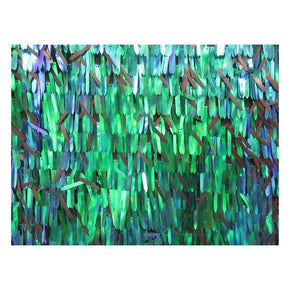  Green/Pearl Rain Drop 1.5 Inch Sequins on Polyester Mesh