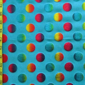  Turquoise Rainbow Dots Print on Nylon Spandex