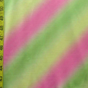  Pink/Green Rainbow Ombre Print on Polyester Spandex