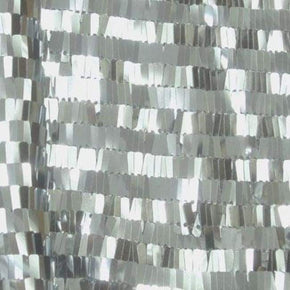  Silver Shiny Solid Colored Rectangle Sequins on Mesh