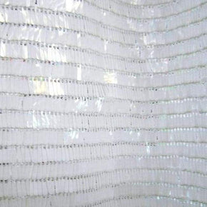  White Shiny Solid Colored Rectangle Sequins on Mesh