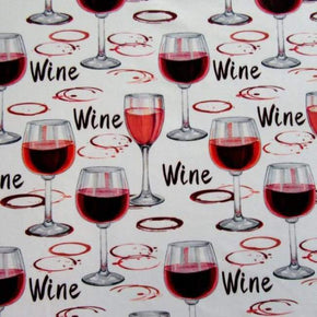  White/Red Wine Print on Polyester Spandex
