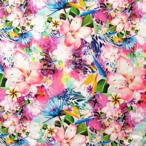 Multi-Color Floral Print on Spandex