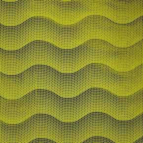  Black/Yellow Endless Waves Foil on Polyester Spandex