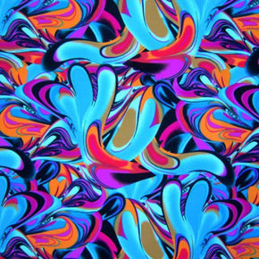 Multi-Colored Psychedelic Swirl Print on Nylon Spandex