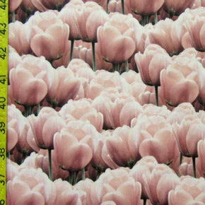 Multi-Colored Tulip Print on Polyester Spandex