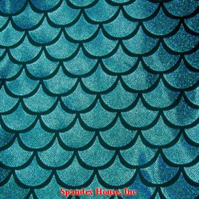 Turquoise/Black Holographic SDK12113D Metallic Foil on Nylon Spandex