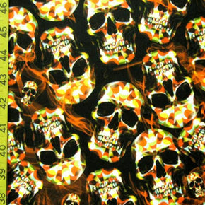 Multi-Colored Skulls Print on Polyester Spandex