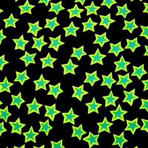  Black Stars Print on Polyester Spandex