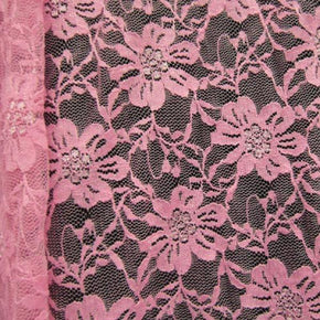  Dusty Rose Fancy Floral Lace on Nylon Spandex
