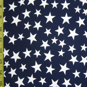  White/Navy Stars Print on Polyester Spandex