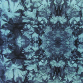  Navy/sky Blue Psychedelic Swirl Print on Polyester Spandex
