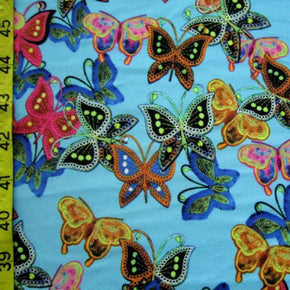 Multi-Colored Butterfly Print on Polyester Spandex