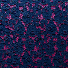 Navy Embroidery Lace Fabric