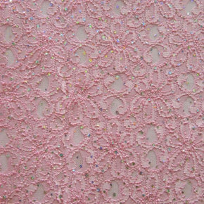  Pink Holographic Fancy Floral Lace Metallic Foil