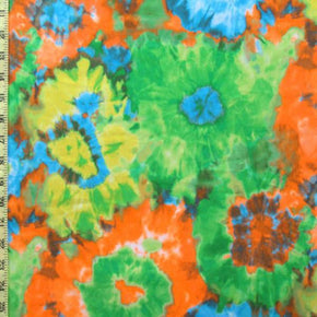  Orange/Green Floral Watercolor Print on Polyester Spandex