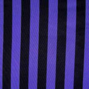  Purple/Black Horizontal 1" Stripes Print on Stretch Mesh
