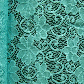 Blue Fancy Floral Lace on Nylon Spandex