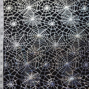  Black/Silver/Black Holographic Spider Web Metallic Foil on Nylon Spandex