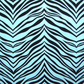  Baby Blue Zebra Print on Nylon Spandex