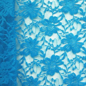  Turquoise Fancy Floral Lace on Nylon Spandex