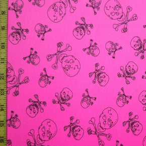  Neon Pink Skull Print on Mesh
