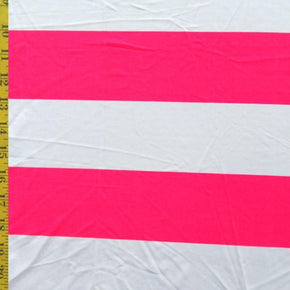  White/Fuchsia 2" Striped Print on Nylon Spandex