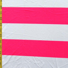  White/Fuchsia 2" Striped Print on Nylon Spandex