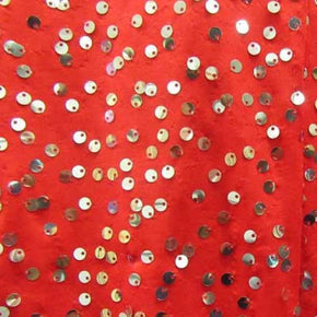  Silver/Red Shiny Sequins on Polyester Spandex