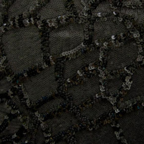  Black Sequins on Polyester Spandex