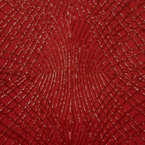  Red Shiny Spider Web Sequins on Mesh