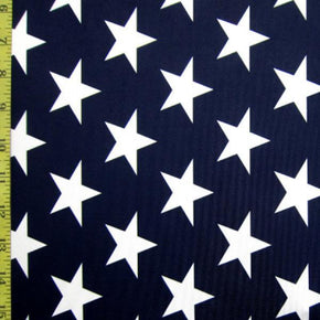  White/Navy Stars Print on Polyester Spandex