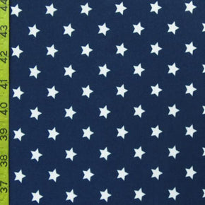  White/Navy Stars Print on Polyester Spandex
